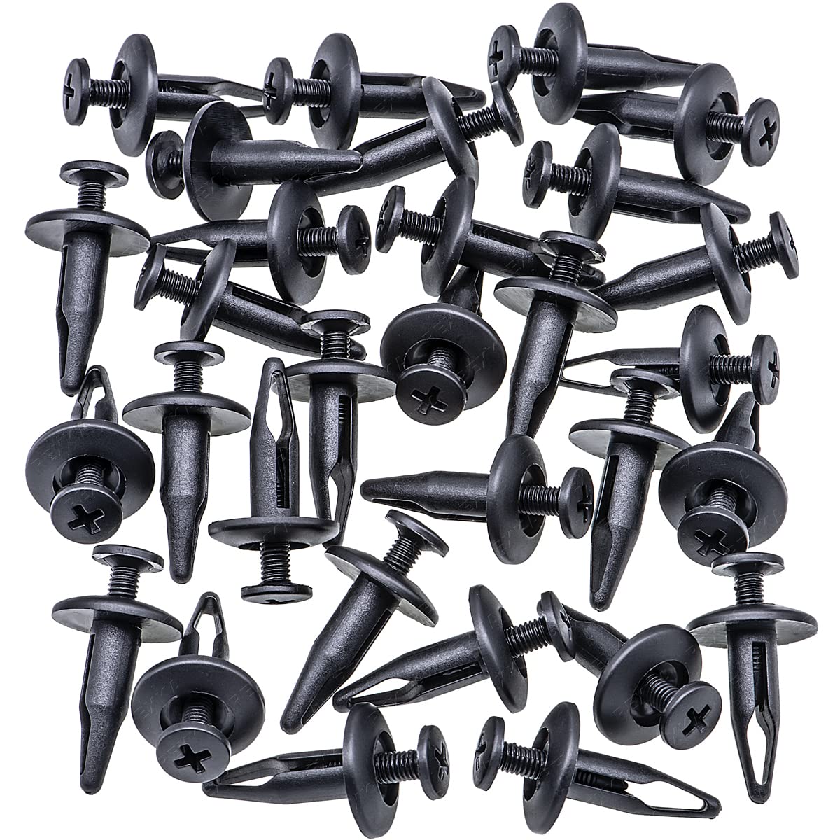 Rexka 30pcs Radiator Shroud & Trim Retainer Push-Type Clips Rivet Compatible with GM 20664092 Ford N804570S V1259-DP01-E-250