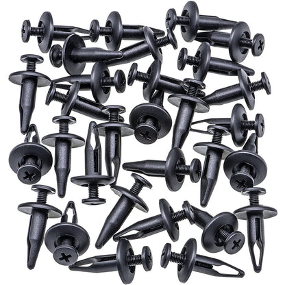 Rexka 30pcs Radiator Shroud & Trim Retainer Push-Type Clips Rivet Compatible with GM 20664092 Ford N804570S V1259-DP01-E-250