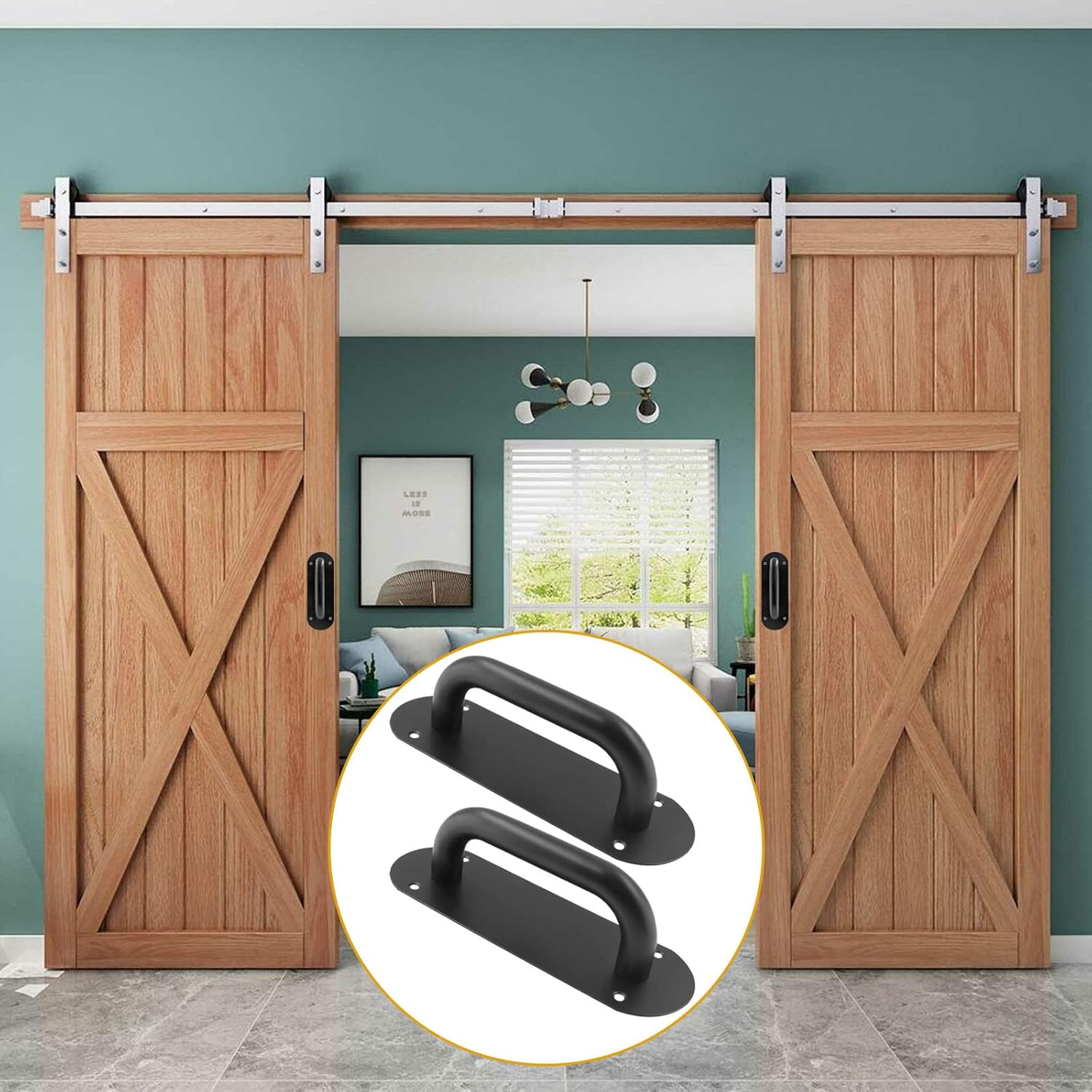 Biaungdo 2 Pack Door Handle Pull Plate, Stainless Steel Door Handle Pull Heavy Duty Barn Door Pull Handles V1259-DP01-E-26