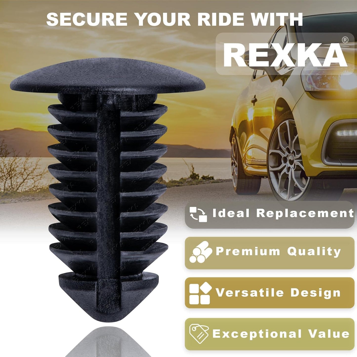 Rexka 50 pcs Trim Panel Retainer Clip Push Pin Compatible with Ford N807721-S Chrysler 6504043 Explorer... V1259-DP01-E-262