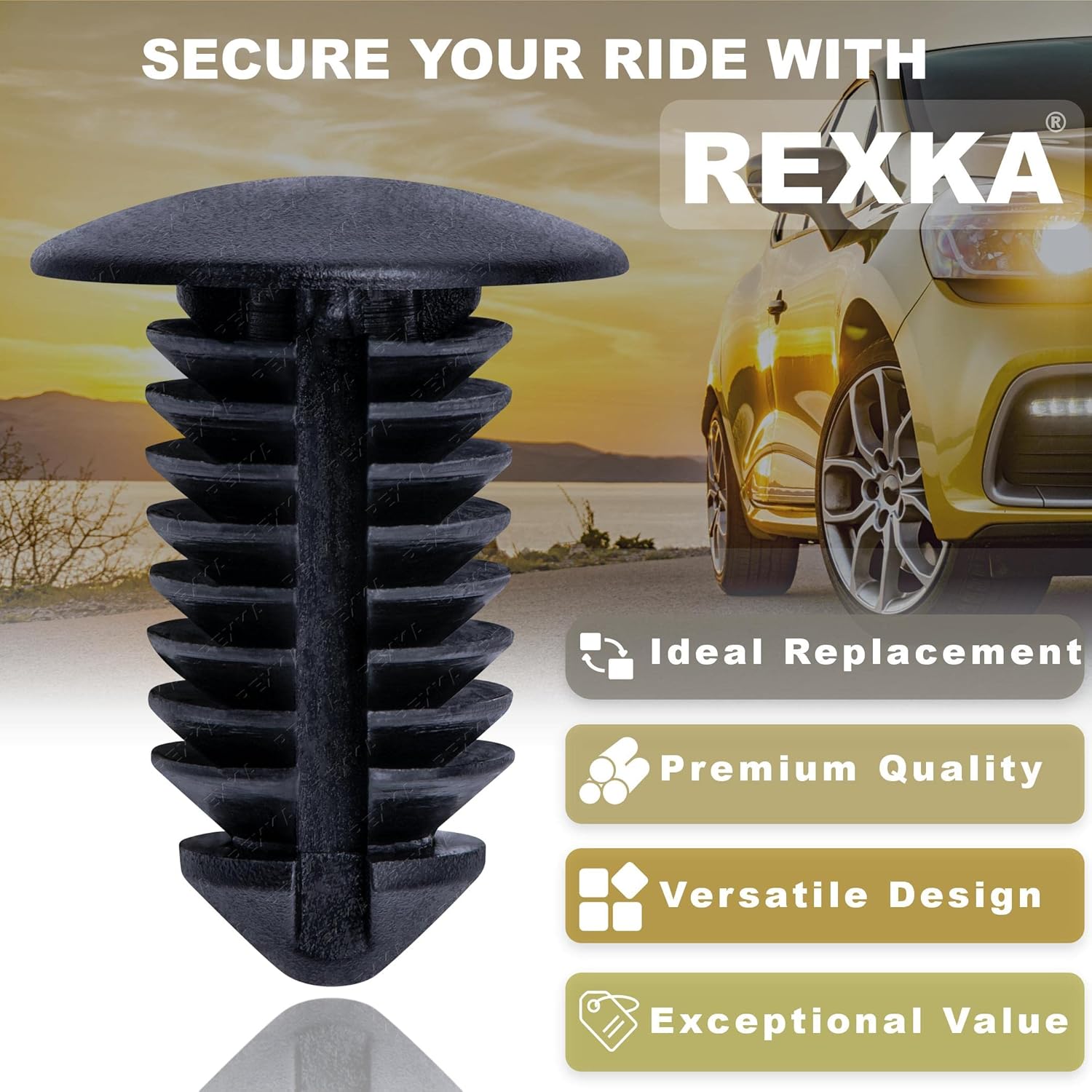 Rexka 50 pcs Trim Panel Retainer Clip Push Pin Compatible with Ford N807721-S Chrysler 6504043 Explorer... V1259-DP01-E-262