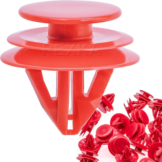 Rexka 20pcs Upper Quarter Trim Lower Overhead Console Clip Red Nylon 90467-09240 for Toyota Lexus Tacoma V1259-DP01-E-268