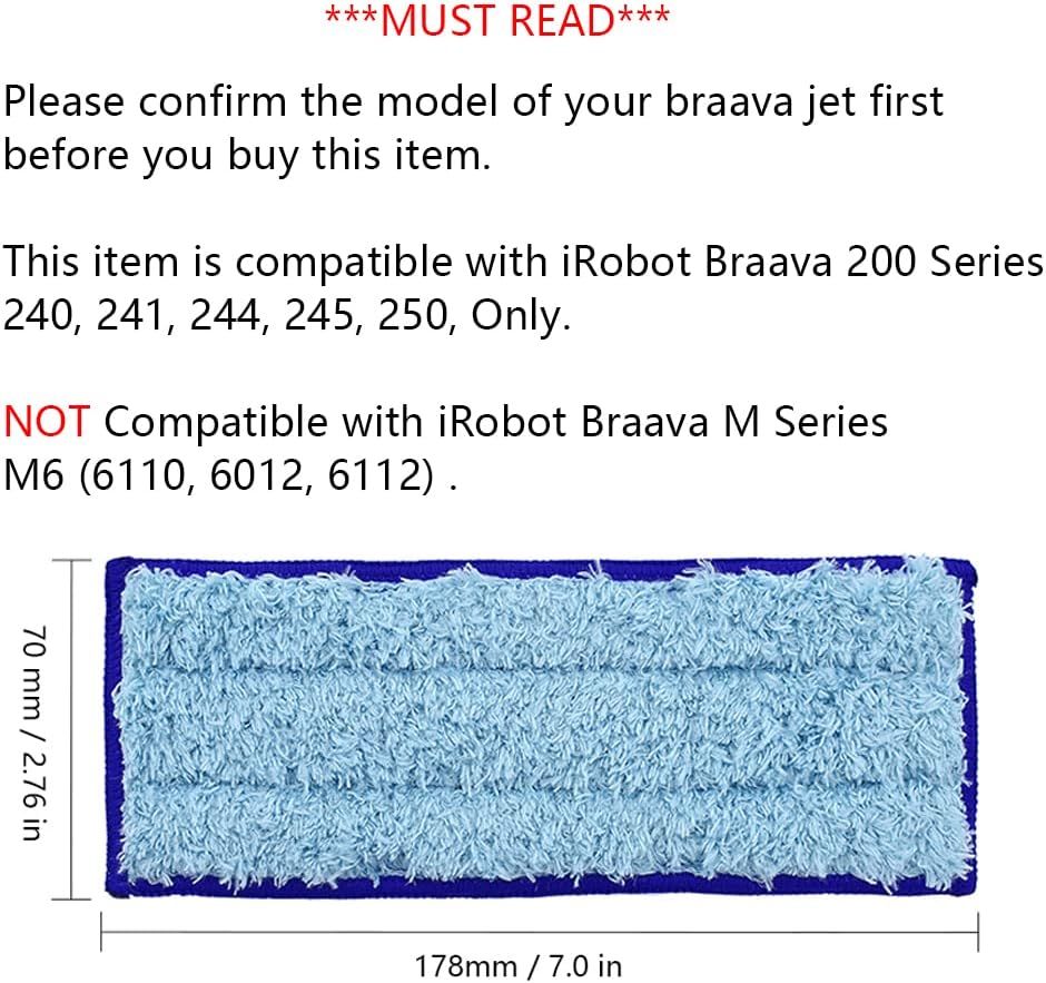 Replacement Washable & Reusable Wet Mopping Pad Compatible with iRobot Braava Jet 240, 241, 244, 245, 250 V1259-DP01-E-285
