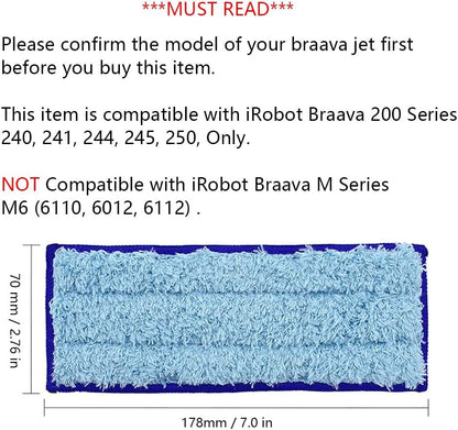 Replacement Washable & Reusable Wet Mopping Pad Compatible with iRobot Braava Jet 240, 241, 244, 245, 250 V1259-DP01-E-285