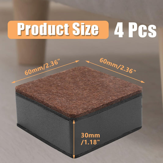 Biaungdo 4 Pcs Self-Adhesive Furniture Risers, Square Furniture Bed Risers, Heavy Duty Carbon Steel Table V1259-DP01-E-29
