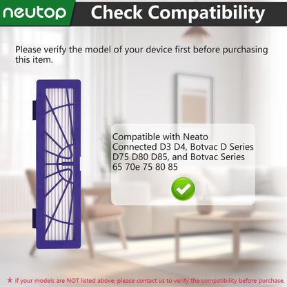 Replacement ilters Compatible with Neato Connected D3 D4 D Series D75 D80 D85 and Botvac Series 65 70e 75 80 V1259-DP01-E-292