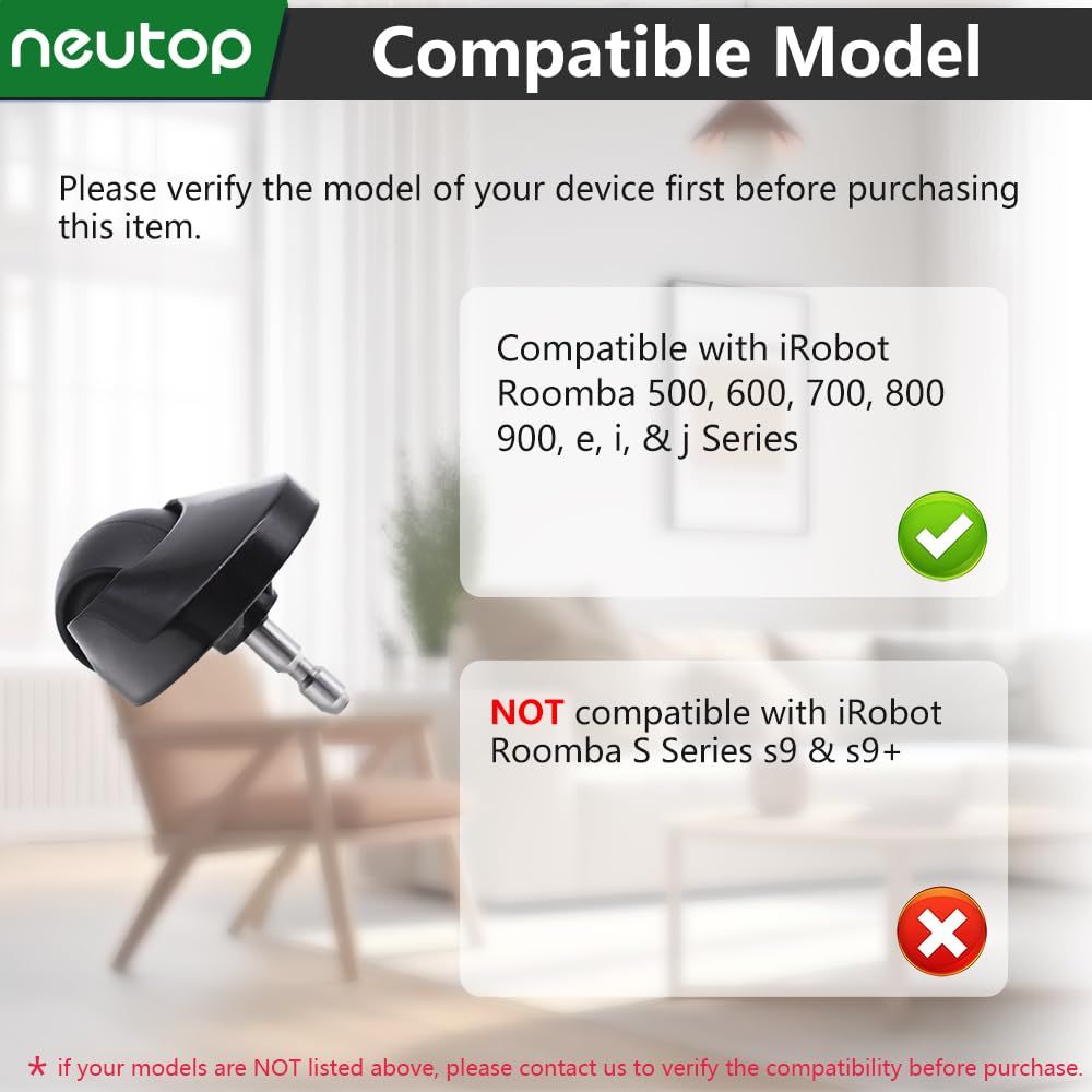 Replacement Part Caster ront Wheel Compatible with All iRobot Roomba 500, 600, 700, 800, 900, e, i, & j V1259-DP01-E-293