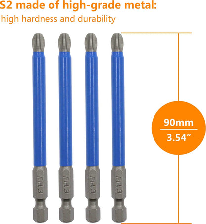 Biaungdo 10Pcs Magnetic PH3 Phillips Bits Set 3.5 inch Long Anti Slip #3 Bit (PH3 x 90MM) V1259-DP01-E-3