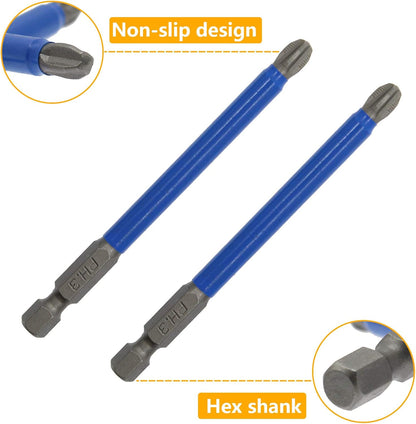 Biaungdo 10Pcs Magnetic PH3 Phillips Bits Set 3.5 inch Long Anti Slip #3 Bit (PH3 x 90MM) V1259-DP01-E-3
