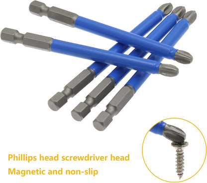 Biaungdo 10Pcs Magnetic PH3 Phillips Bits Set 3.5 inch Long Anti Slip #3 Bit (PH3 x 90MM) V1259-DP01-E-3