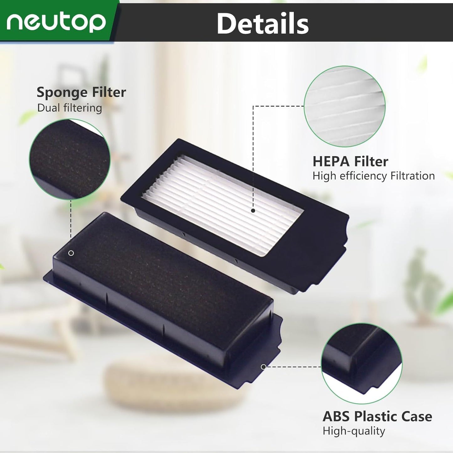 Replacement ilter Sets Compatible with Ecovacs Deebot X1 Plus/Turbo/Omni, T10 Omni/Plus, N20 Plus/Pro Plus, V1259-DP01-E-304