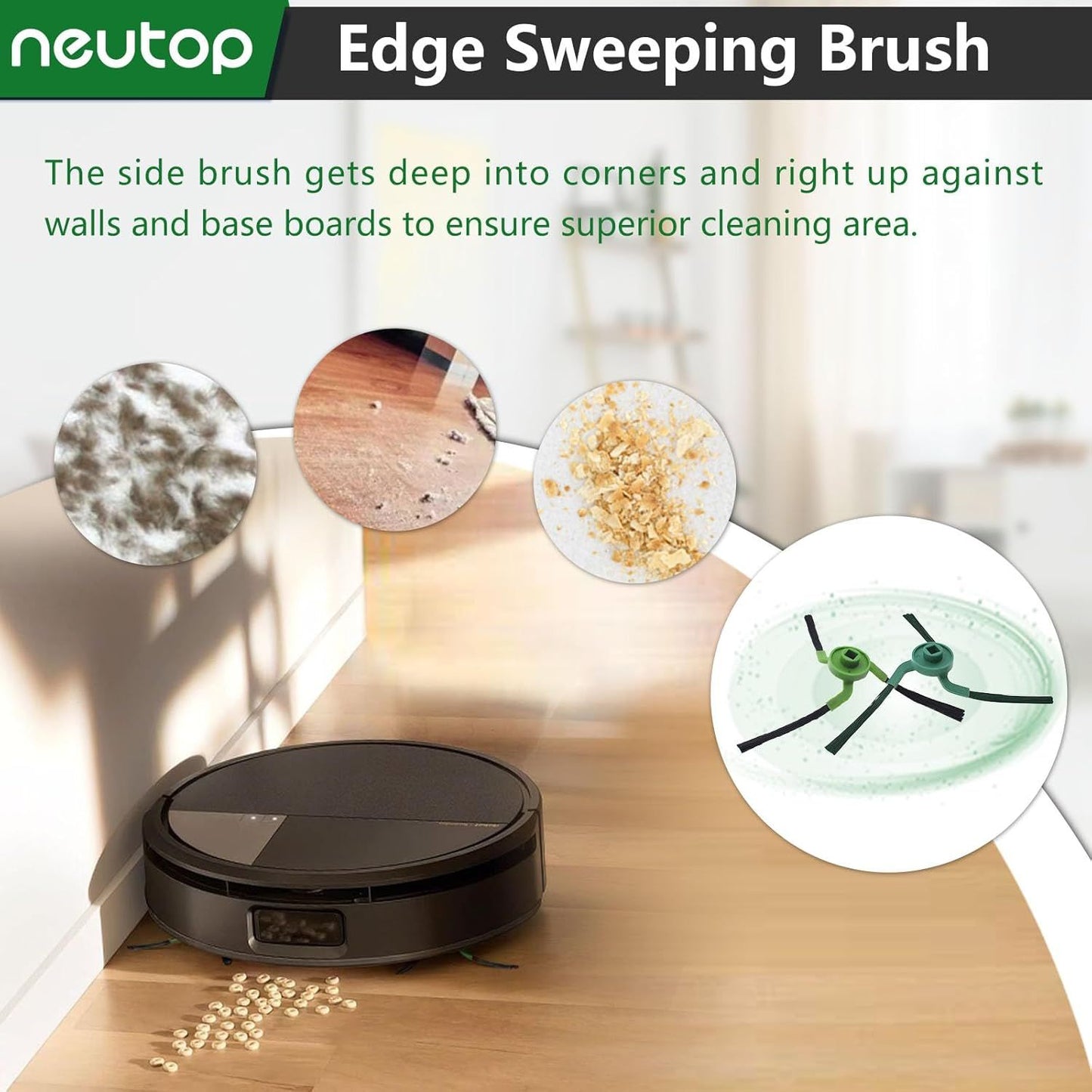 Edge-Sweeping Brush Side Brush Compatible with iRobot Roomba Max 707 Combo/Max 705 Combo, Robot Vacuums, V1259-DP01-E-306