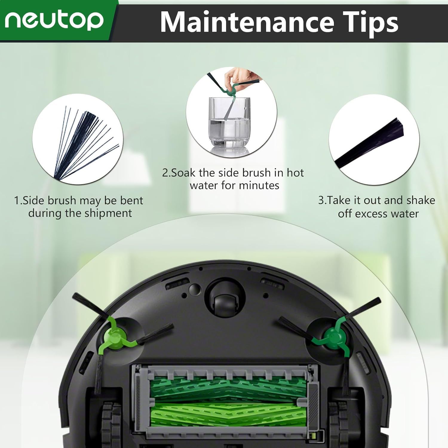 Edge-Sweeping Brush Side Brush Compatible with iRobot Roomba Max 707 Combo/Max 705 Combo, Robot Vacuums, V1259-DP01-E-306