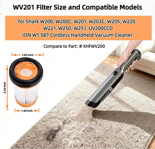 WV201 Wandvac ilter Replacement or Shark ION W1 S87 Cordless Handheld Vacuum WV200, WV201, WV205, WV220, V1259-DP01-E-312