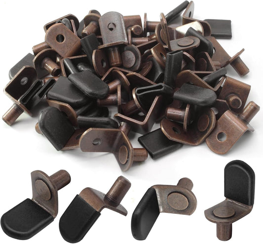 Biaungdo 60 Pcs Shelf Support Pegs, 1/4 Inch L-Shaped Clips with Rubber Sleeve, Cabinet Shelf Pegs for V1259-DP01-E-32