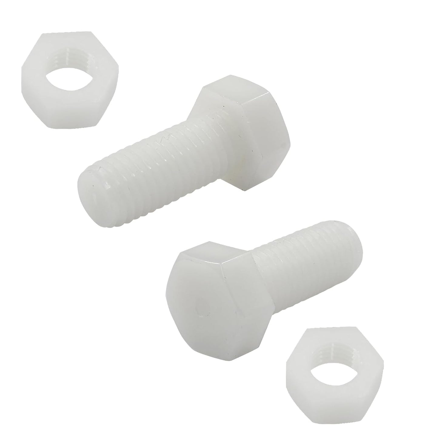 Biaungdo 20 Pair M12 x 30mm Nylon Hex Bolts, White Plastic Hex Bolts Full Thread Hex Head Screws and Nuts Set V1259-DP01-E-34