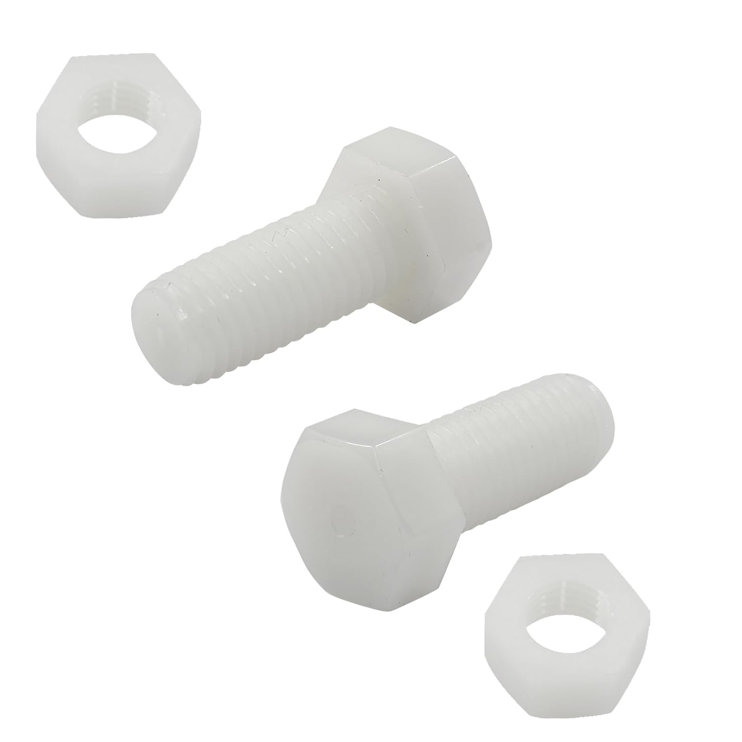 Biaungdo 20 Pair M12 x 30mm Nylon Hex Bolts, White Plastic Hex Bolts Full Thread Hex Head Screws and Nuts Set V1259-DP01-E-34