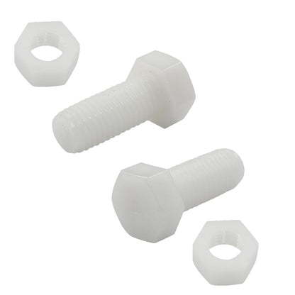 Biaungdo 20 Pair M12 x 30mm Nylon Hex Bolts, White Plastic Hex Bolts Full Thread Hex Head Screws and Nuts Set V1259-DP01-E-34