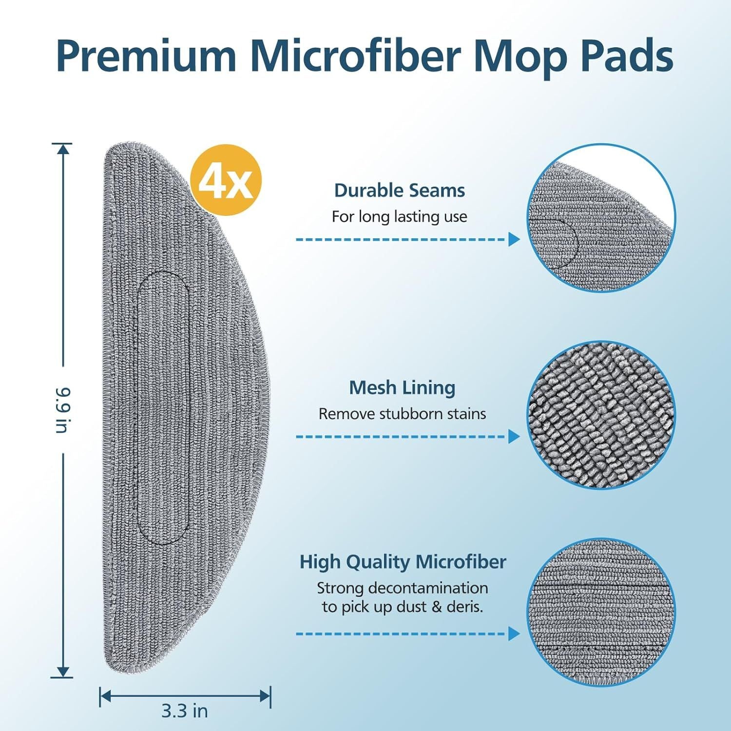 4 Pack Replacement Mop Pad Compatible with iRobot Roomba Combo i5+/ i5/ j5+/ j5 Robot Vacuum and Mop, V1259-DP01-E-341