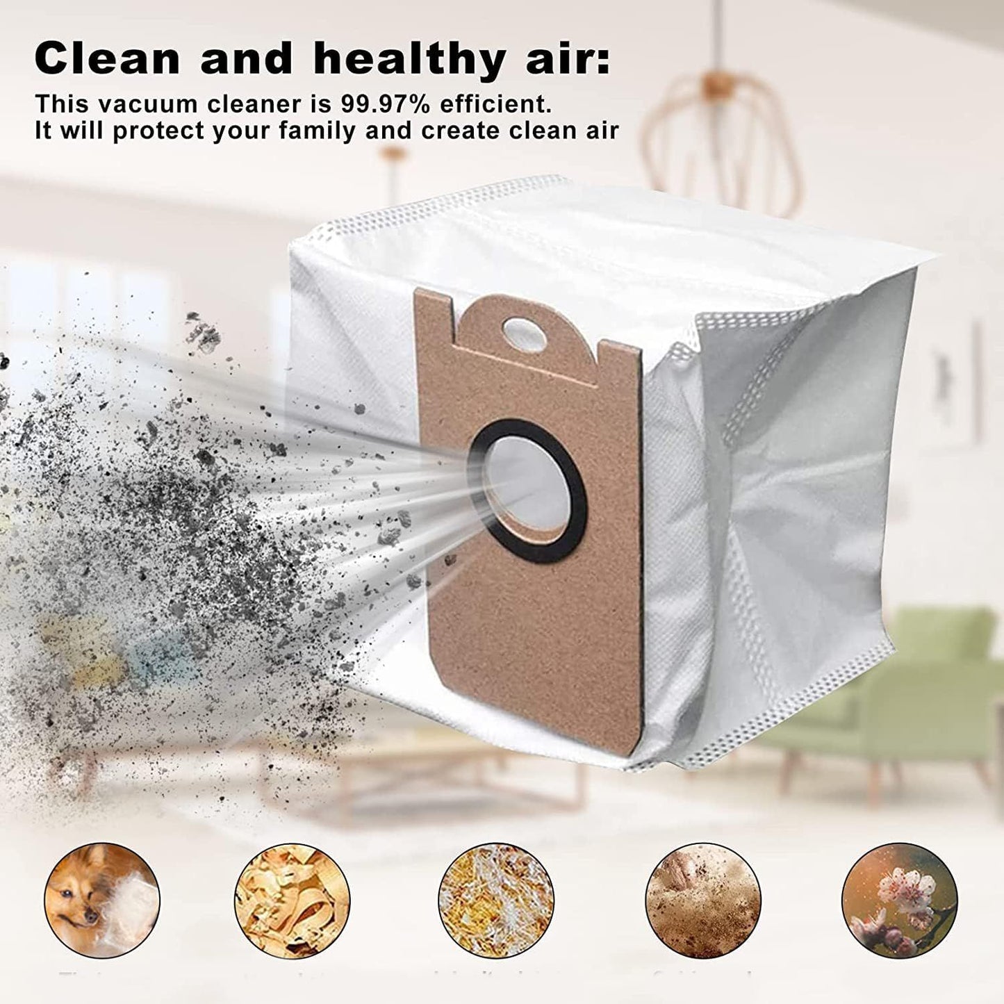 6 Pack Dust Bags or iHome AutoVac Nova Sel Empty Robot Vacuum Replacement Accessory Parts V1259-DP01-E-347