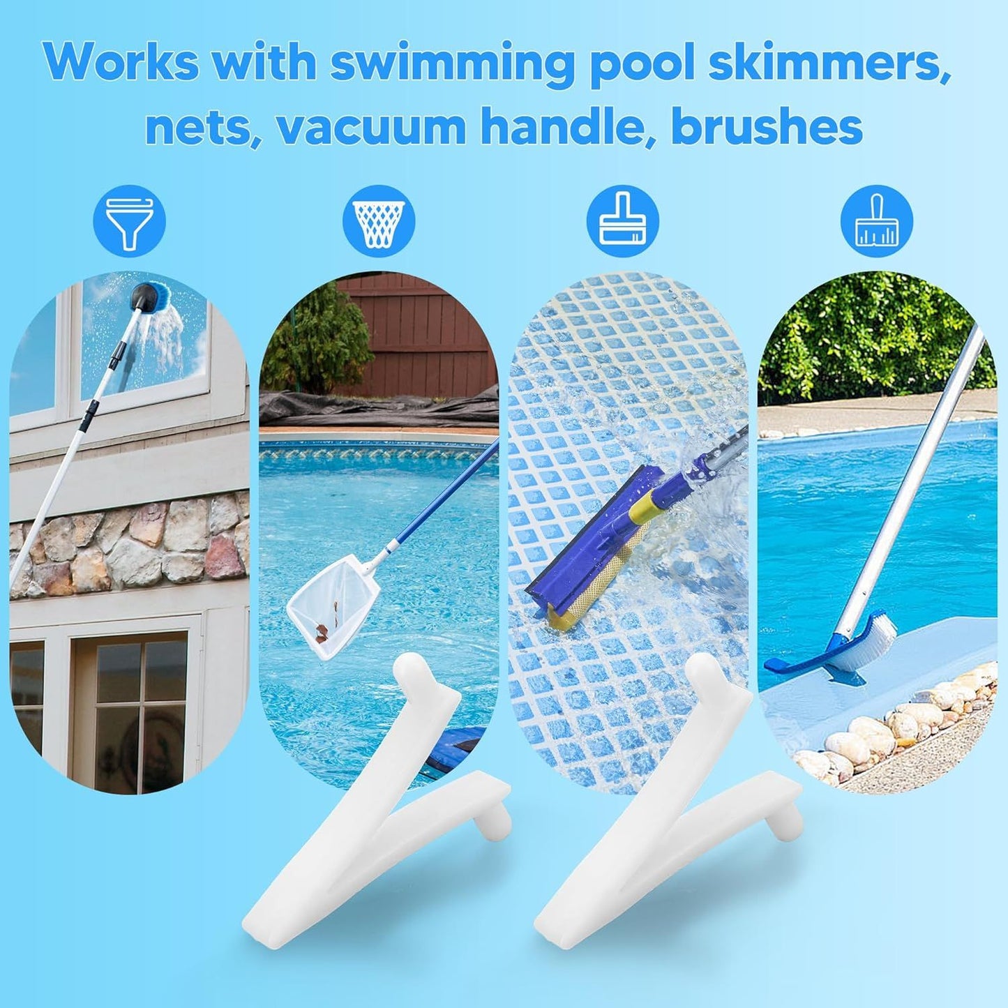 Pool Butterly Clips V-Clips Attachment Clips Replacement or Pool Spa Brush Lea Rake Lea Skimmer (24 Pack) V1259-DP01-E-378