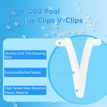 Pool Butterly Clips V-Clips Attachment Clips Replacement or Pool Spa Brush Lea Rake Lea Skimmer (24 Pack) V1259-DP01-E-378