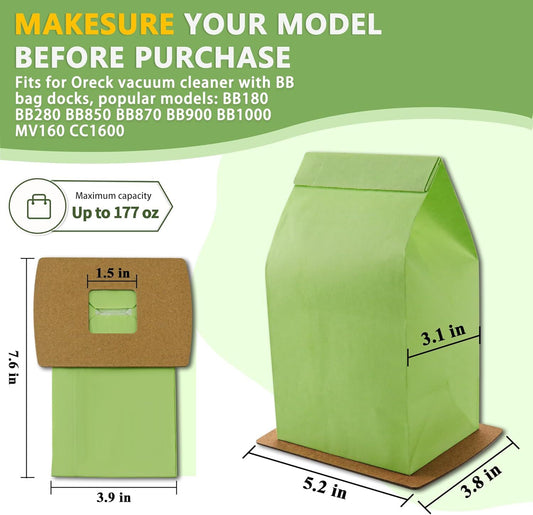 PKBB12DW Type BB Compact Canister Vacuum Bags Replacement or Oreck XL Buster B Canister Handheld Vacuum V1259-DP01-E-379