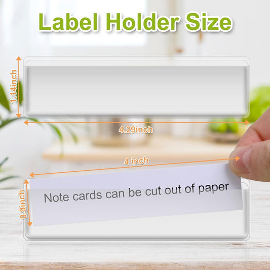 Label Holders Adhesive Shel Tags - 50Pcs Clear Plastic Labels or Storage Bins with Name Label Badge Inserts, V1259-DP01-E-387