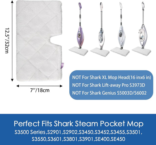 S3501 S3601 Steam Mop Replacement Pads Compatible with Shark Steam Pocket Mop, Vacmop Replacement Pads or V1259-DP01-E-404