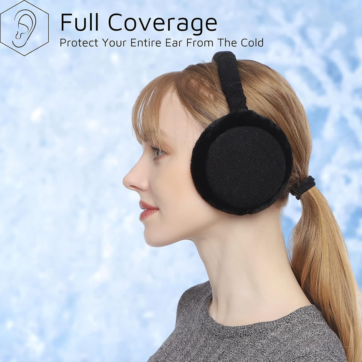 Premium Earmus or Women Winter oldable & Adjustable Ear Warmers Thermal Ear Covers V1259-DP01-E-413