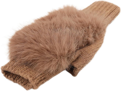 Women Wool Knit ingerless Gloves urry Mittens Wrist Warmers V1259-DP01-E-415