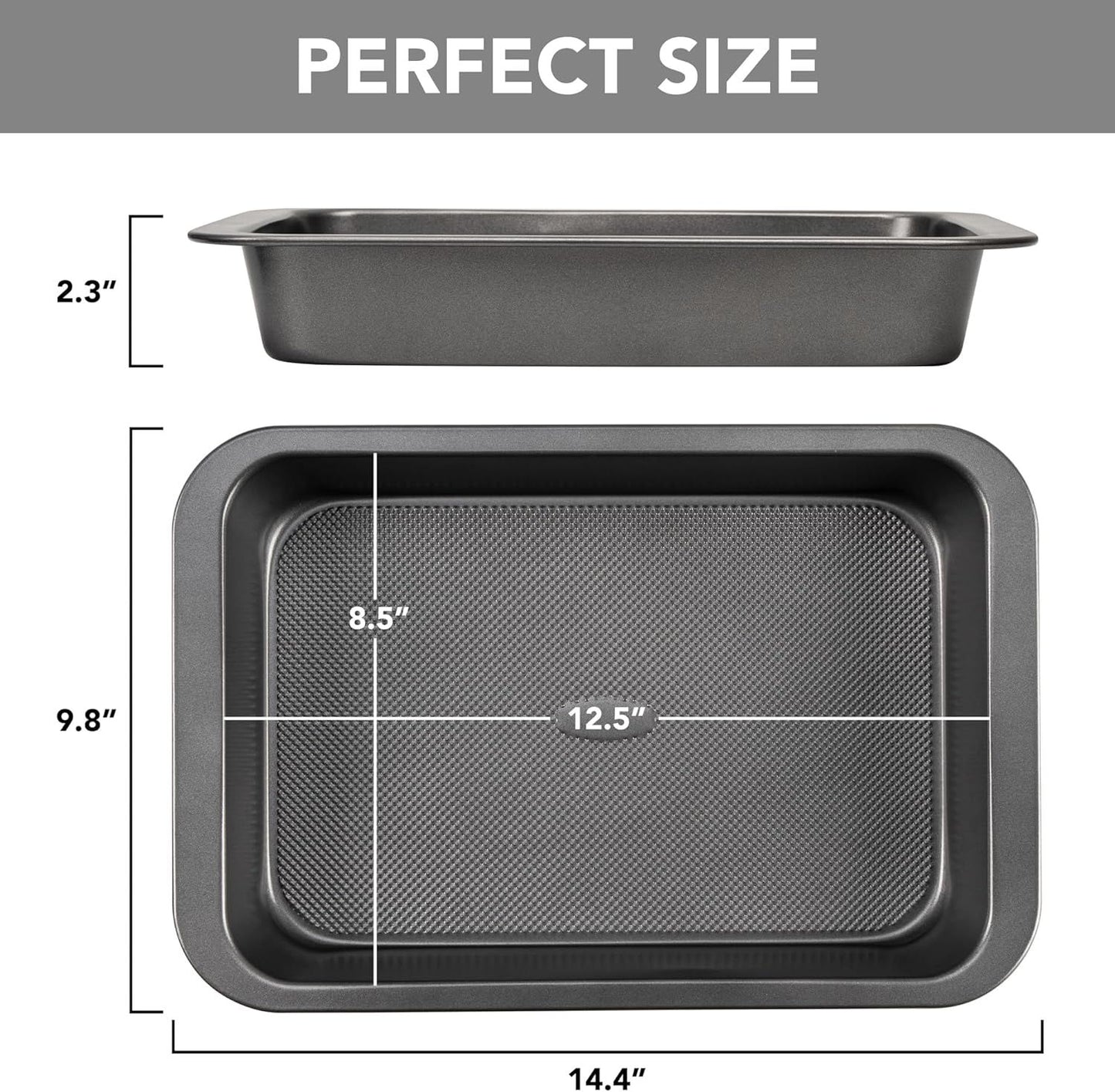 Cake Pan, Nonstick Baking Pan or Cake, Bread, Brownie or Lasagna, Heavy Duty Baking Dish with Diamond Texture V1259-DP01-E-424