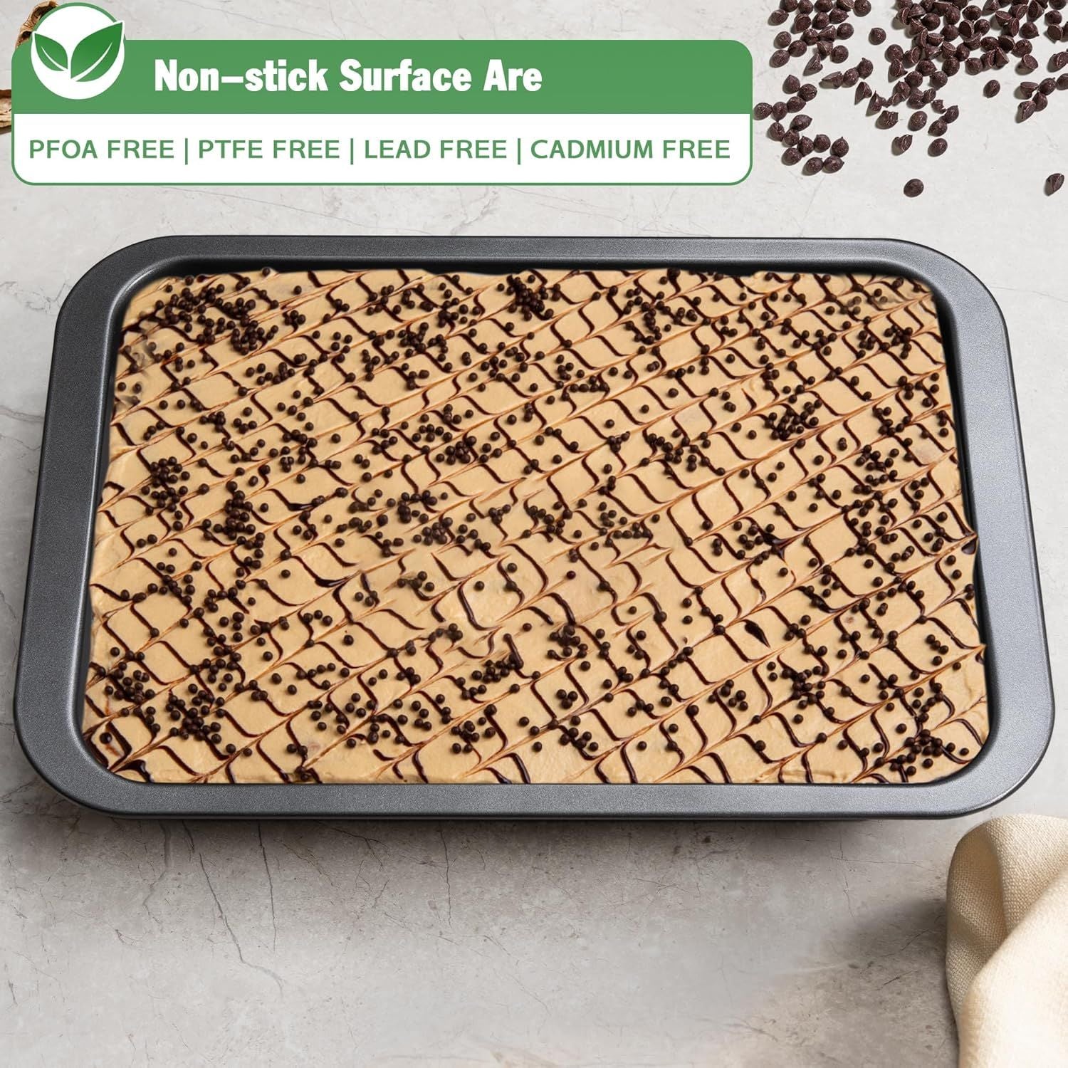 Cake Pan, Nonstick Baking Pan or Cake, Bread, Brownie or Lasagna, Heavy Duty Baking Dish with Diamond Texture V1259-DP01-E-424