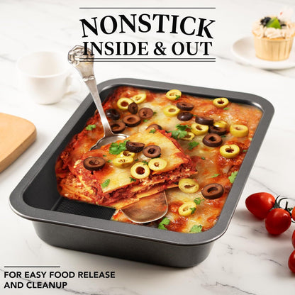 Cake Pan, Nonstick Baking Pan or Cake, Bread, Brownie or Lasagna, Heavy Duty Baking Dish with Diamond Texture V1259-DP01-E-424