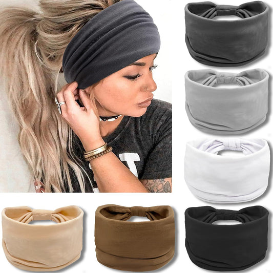 Wide Headbands or Women, Neutral Knotted Head Wraps Turbans, Large Arican Style Head Bands Hair Accessories, V1259-DP01-E-425