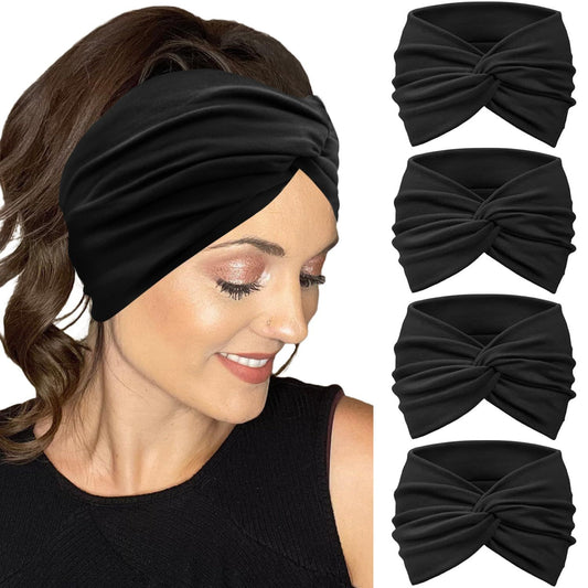 Extra Wide Headbands or Women Non-Slip, 7'' Large Twist Knotted Stretchy Wraps Head Bands Hair Accessories, 4 V1259-DP01-E-426
