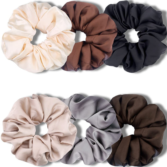 Big Scrunchies or Women Thick Hair, Premium Satin Soter than Silk, XL 6 Inch Extra Large Scrunchy Elastic V1259-DP01-E-428