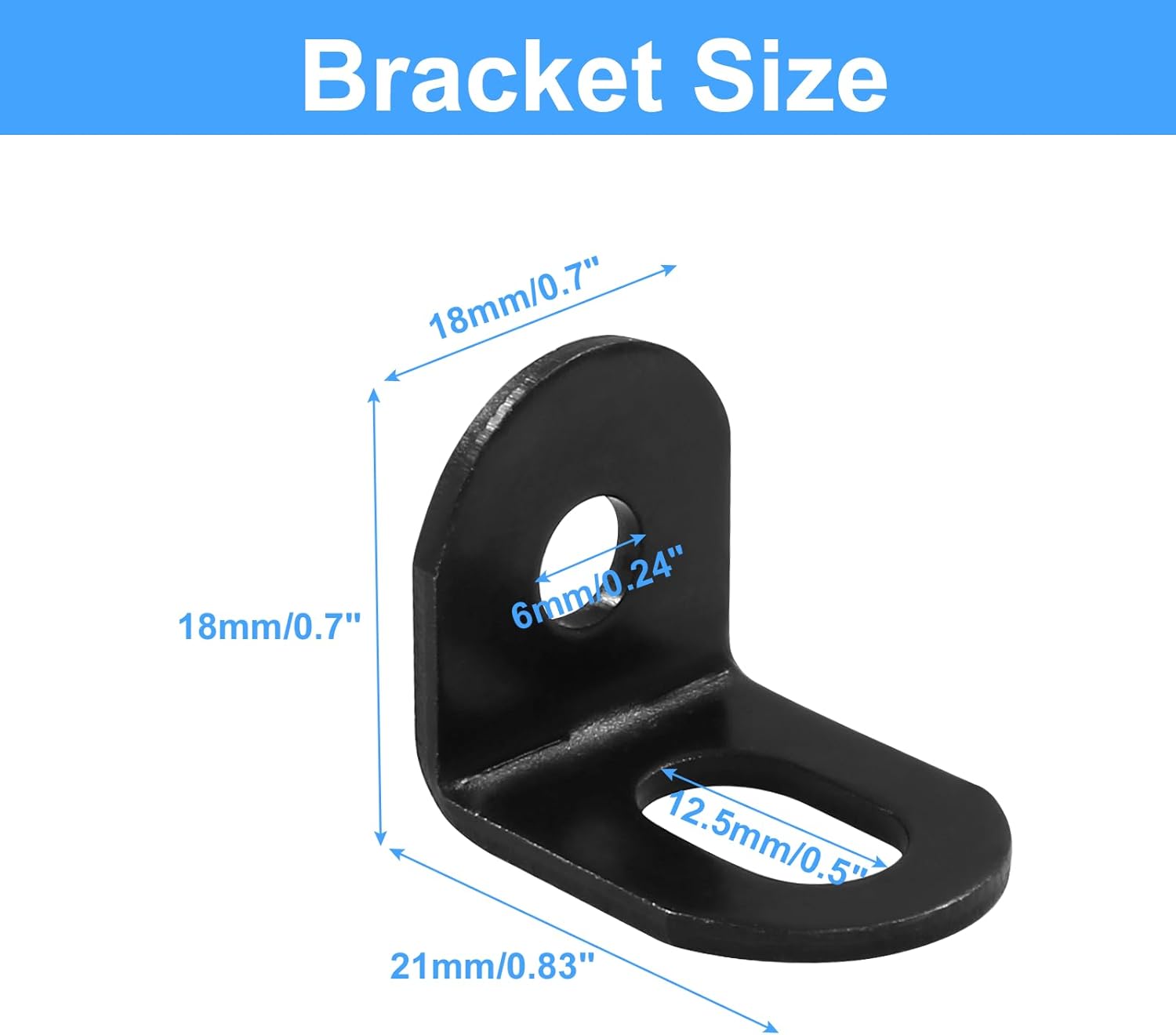 Biaungdo 15 Pcs 18x18x21mm/0.7"x0.7"x0.83" Adjustable Right Angle Brackets L-Shape Corner Brace Support Black V1259-DP01-E-43