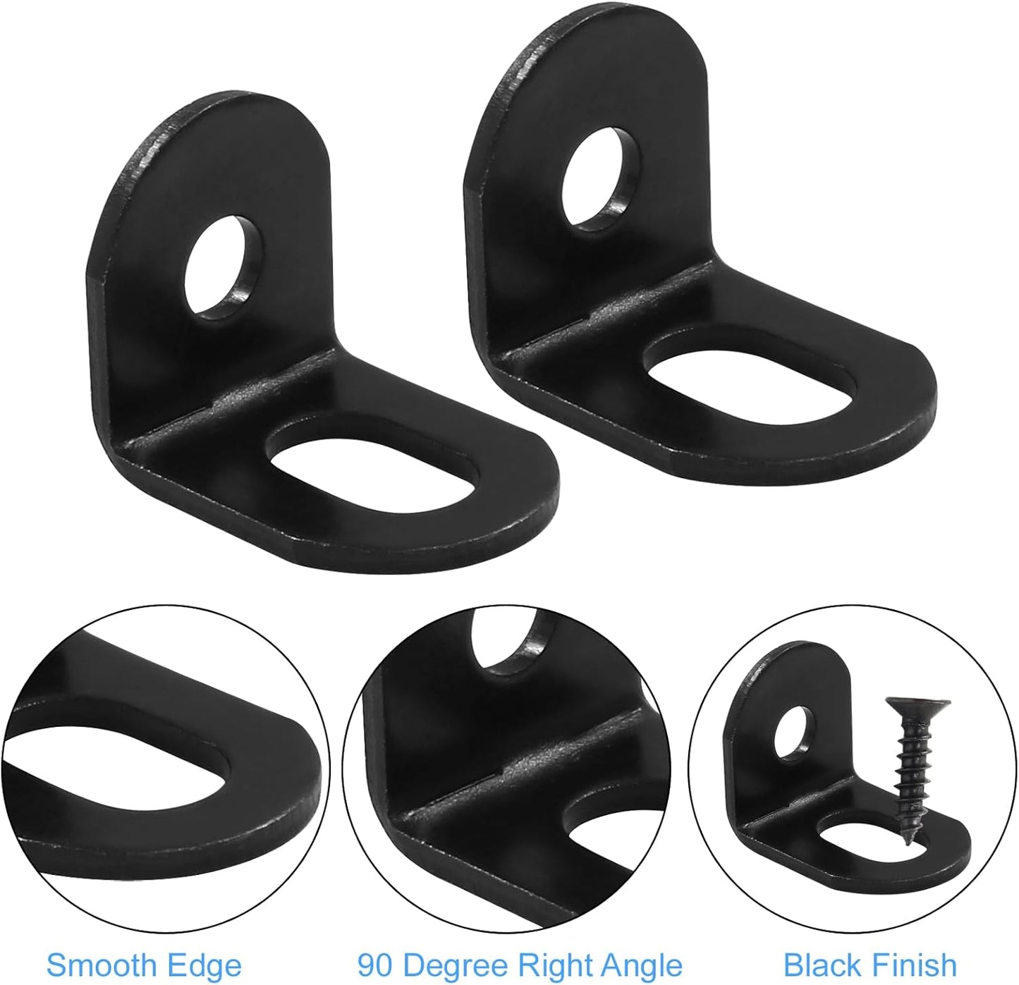 Biaungdo 15 Pcs 18x18x21mm/0.7"x0.7"x0.83" Adjustable Right Angle Brackets L-Shape Corner Brace Support Black V1259-DP01-E-43