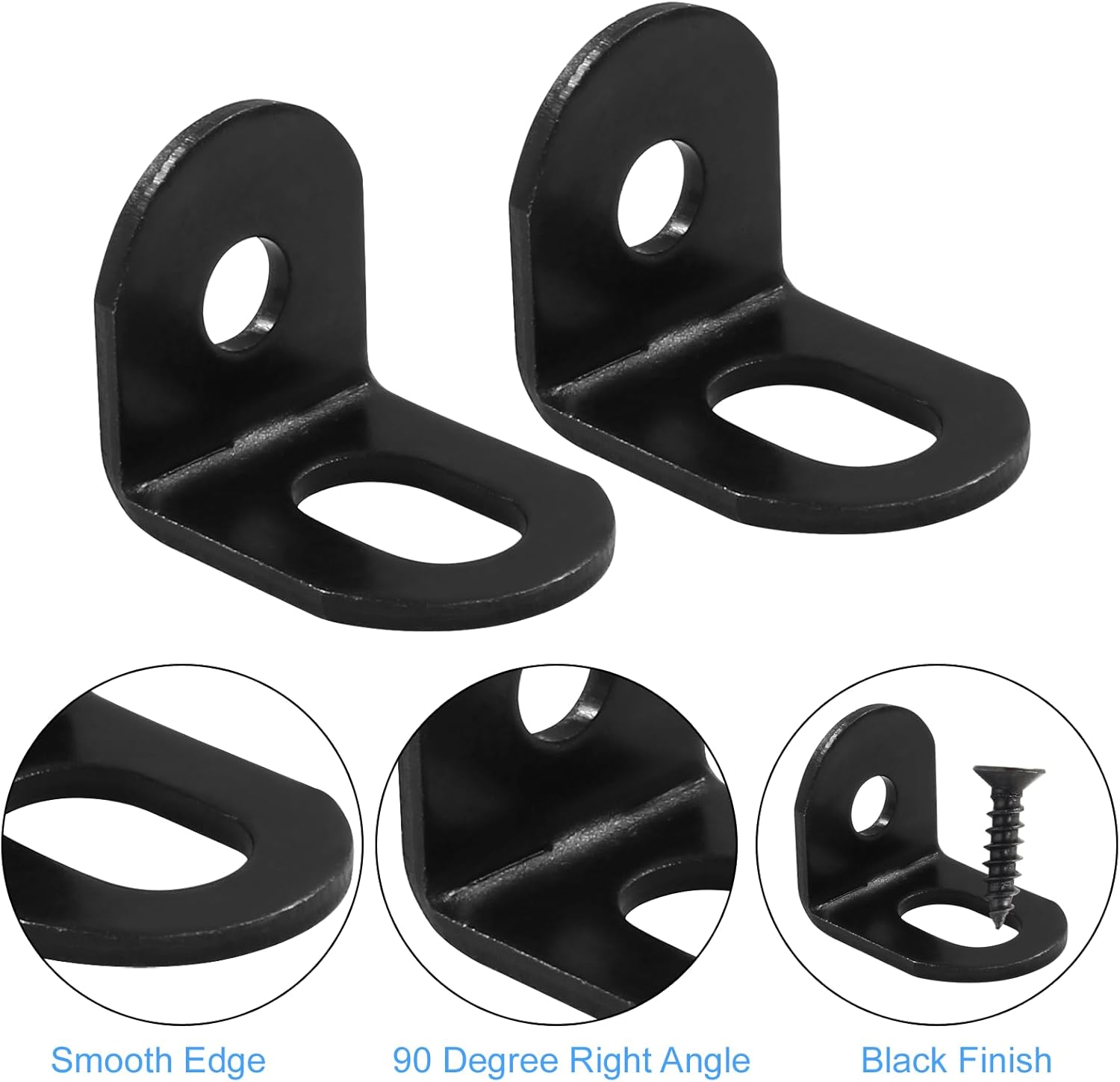 Biaungdo 15 Pcs 18x18x21mm/0.7"x0.7"x0.83" Adjustable Right Angle Brackets L-Shape Corner Brace Support Black V1259-DP01-E-43
