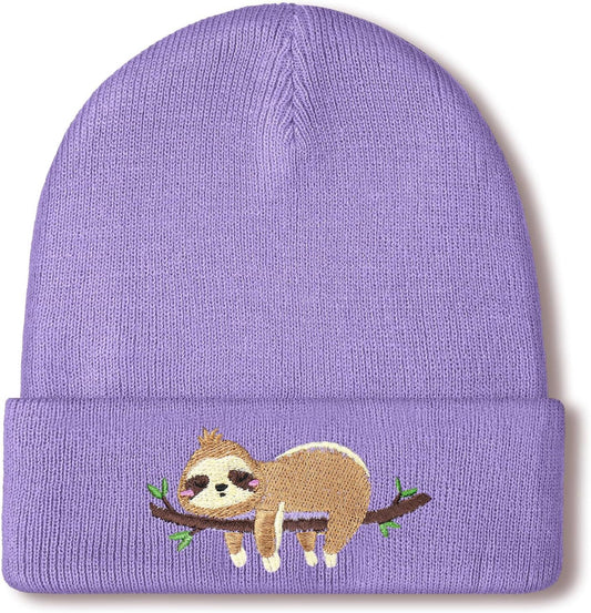 Sloth Beanie Winter Purple Hat or Women Cute Sloth Knitted Cap Winter Crochet Hat Gits or Women Animal Lovers V1259-DP01-E-438