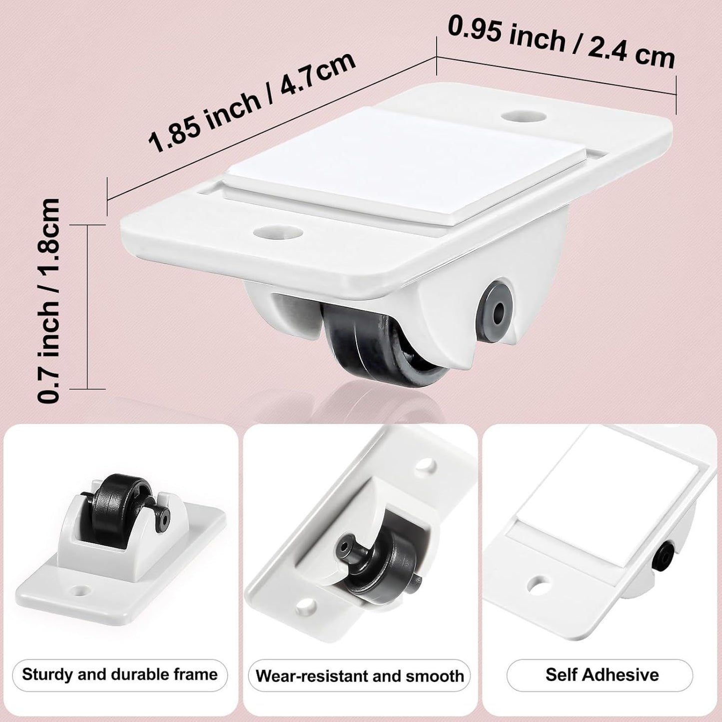 24 Pcs Sel-Adhesive ixed Casters - Caster Wheels or urniture, Cart, Storage Bins & DIY Toy Boxes, No-Drill V1259-DP01-E-445