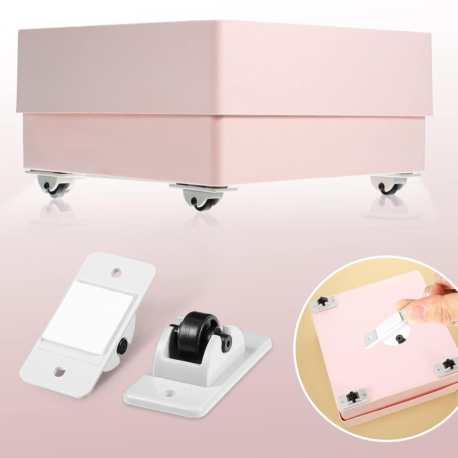 24 Pcs Sel-Adhesive ixed Casters - Caster Wheels or urniture, Cart, Storage Bins & DIY Toy Boxes, No-Drill V1259-DP01-E-445