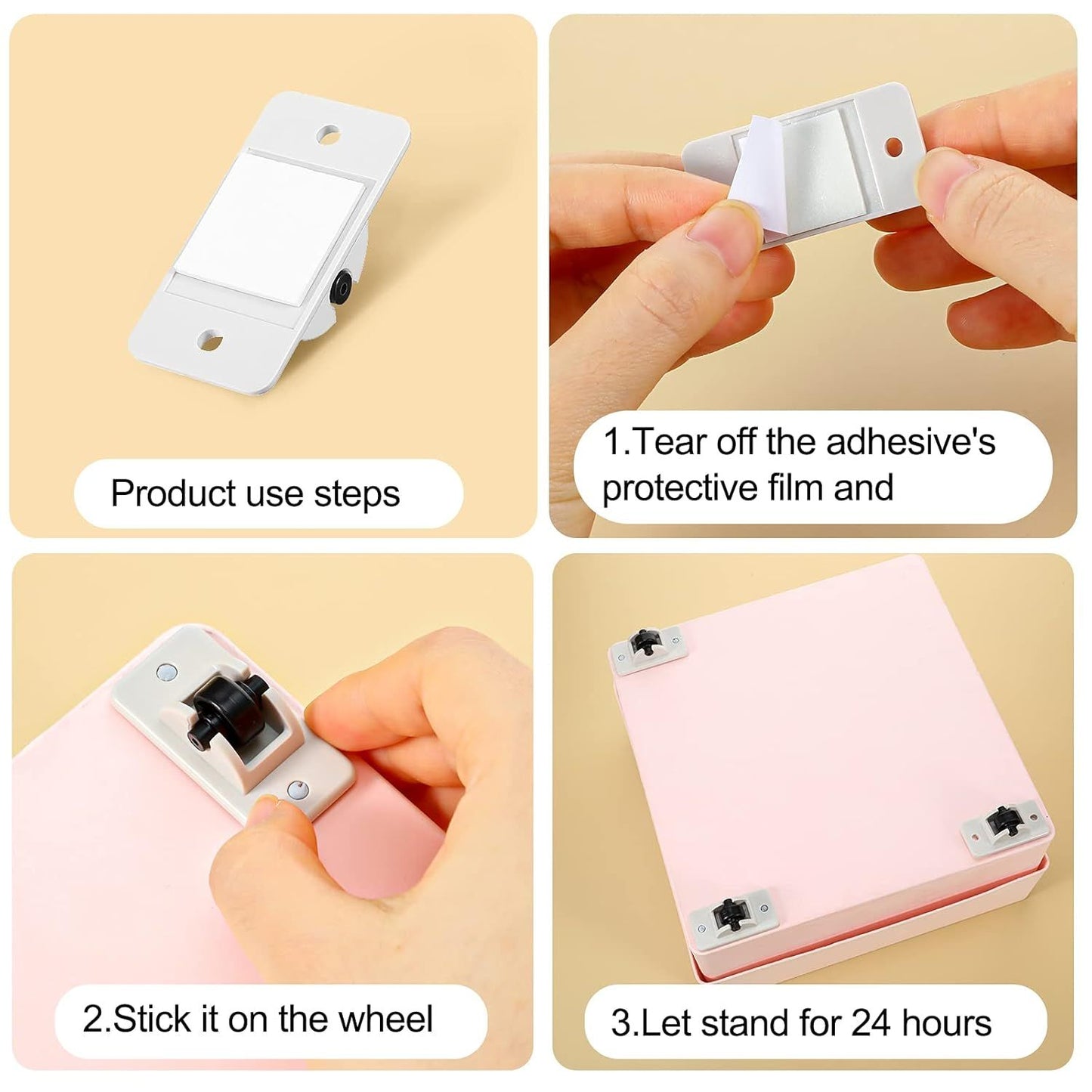 24 Pcs Sel-Adhesive ixed Casters - Caster Wheels or urniture, Cart, Storage Bins & DIY Toy Boxes, No-Drill V1259-DP01-E-445