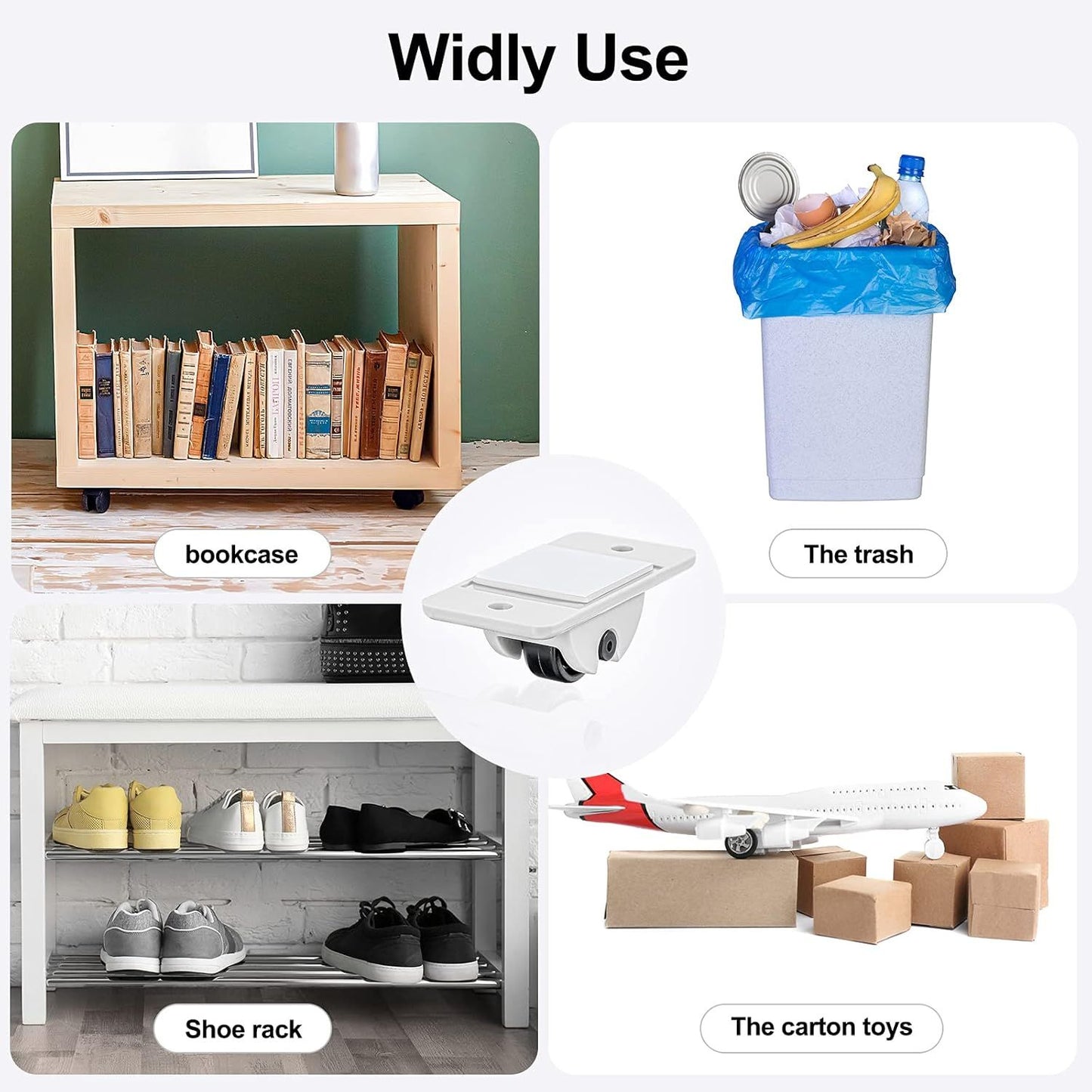 24 Pcs Sel-Adhesive ixed Casters - Caster Wheels or urniture, Cart, Storage Bins & DIY Toy Boxes, No-Drill V1259-DP01-E-445