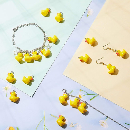 40 Pcs Mini Resin Duck Charms Pendants indings Beads or Women Adult Jewelry Making DIY Bracelet Necklace V1259-DP01-E-448