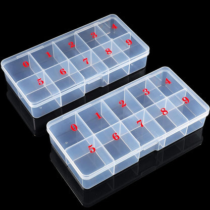 2 Pieces Nail Tip Box Empty alse Nail Tips Organizer Box with 10 Number Spaces Storage Case Container Nails V1259-DP01-E-449
