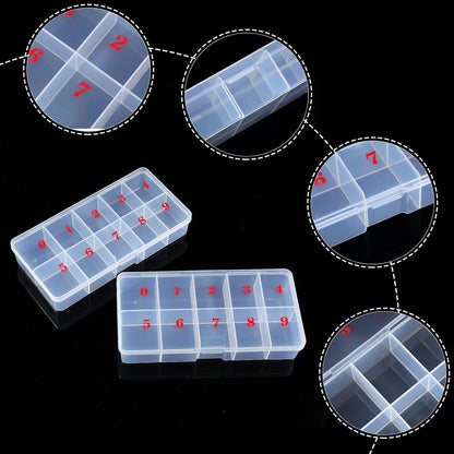 2 Pieces Nail Tip Box Empty alse Nail Tips Organizer Box with 10 Number Spaces Storage Case Container Nails V1259-DP01-E-449