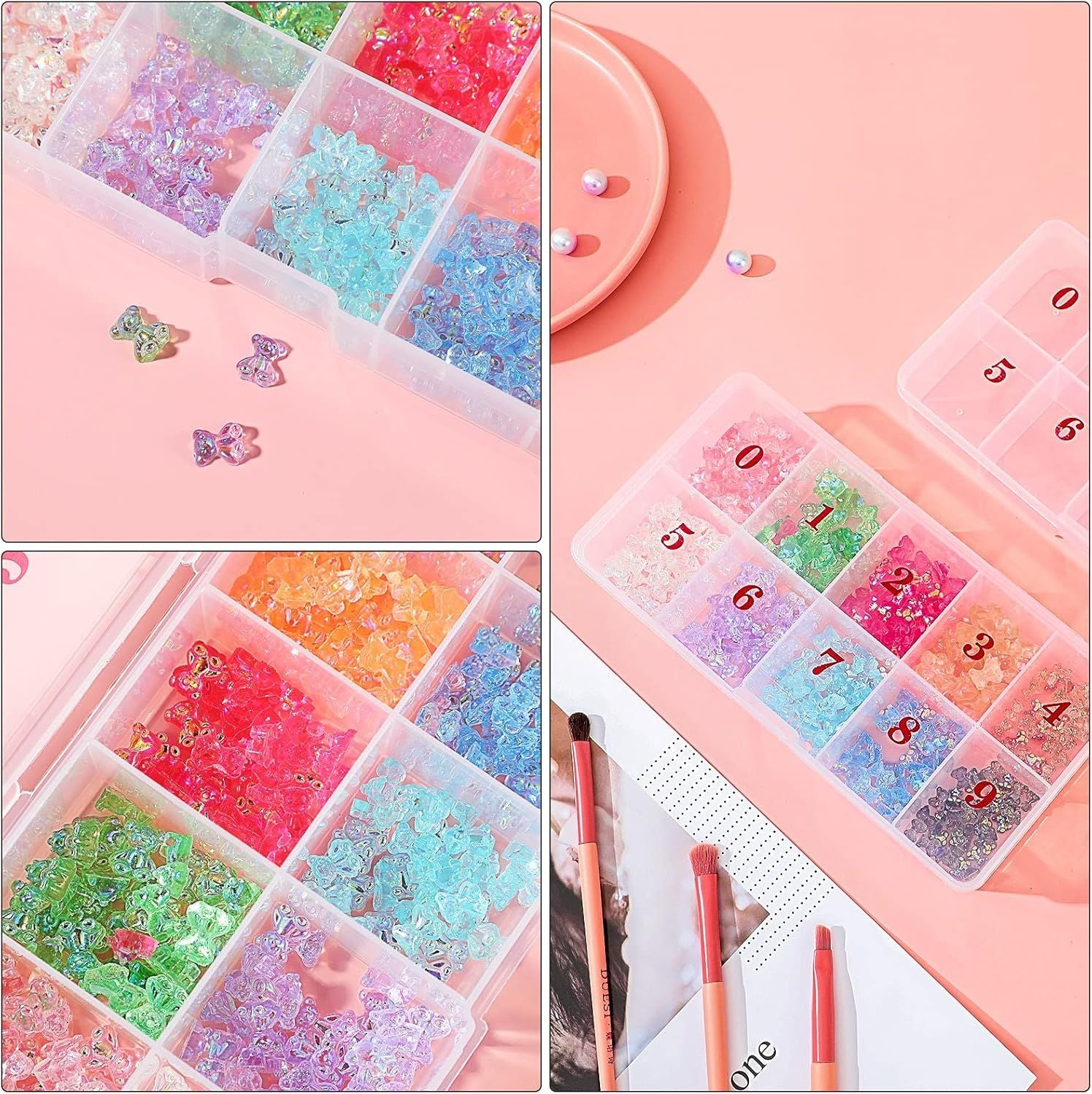2 Pieces Nail Tip Box Empty alse Nail Tips Organizer Box with 10 Number Spaces Storage Case Container Nails V1259-DP01-E-449