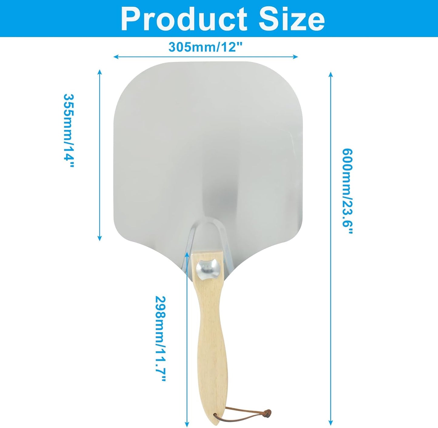 Biaungdo 12 Inch Aluminum Metal Pizza Peel, Pizza Spatula Paddle with Foldable Wood Handle for Oven V1259-DP01-E-45
